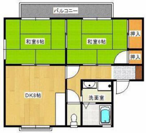 ドミール柳ヶ丘(2DK/2階)の間取り写真