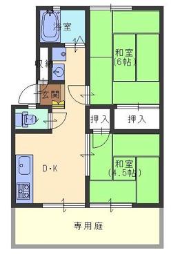 サンパーク城北III(2DK/1階)の間取り写真