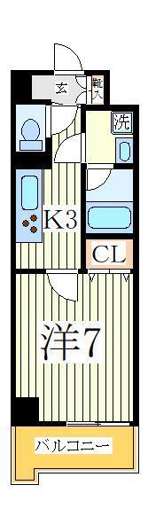 LASANTE柏(1K/7階)の間取り写真
