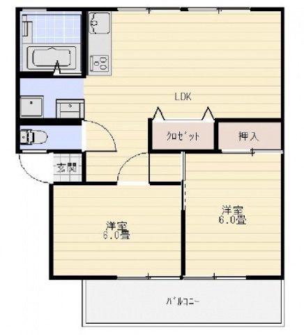 ライゼックス藤ヶ丘(2LDK/2階)の間取り写真