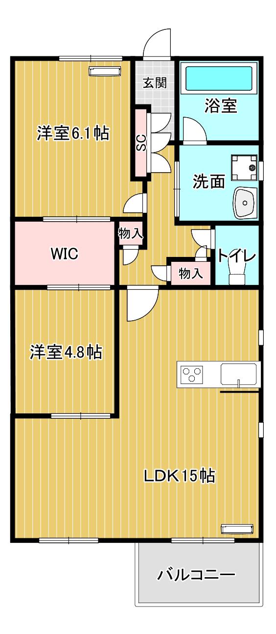 CASA FUJI(2LDK/3階)の間取り写真