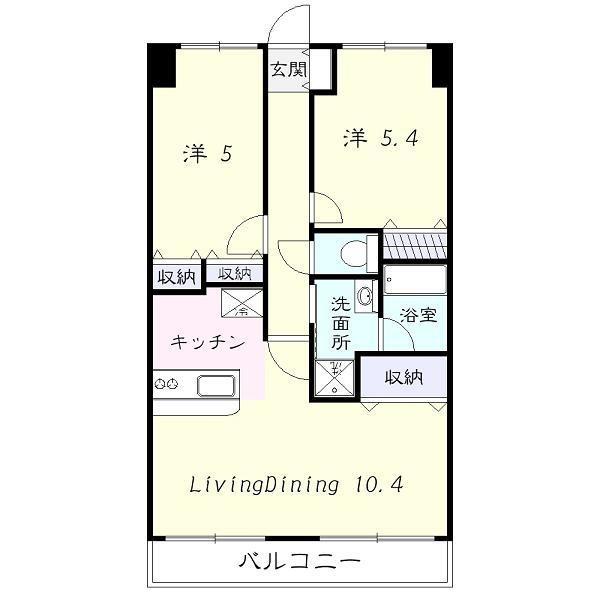 メビウスエース(2LDK/1階)の間取り写真
