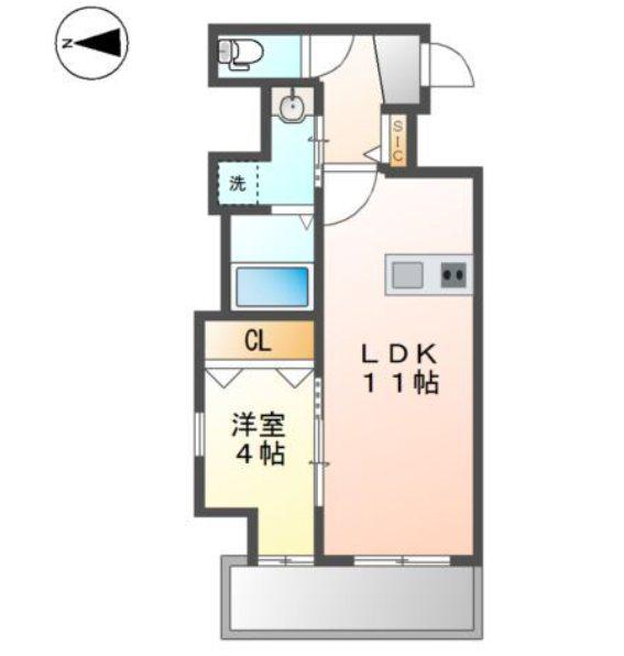 WHITE LORD 錦(1LDK/7階)の間取り写真