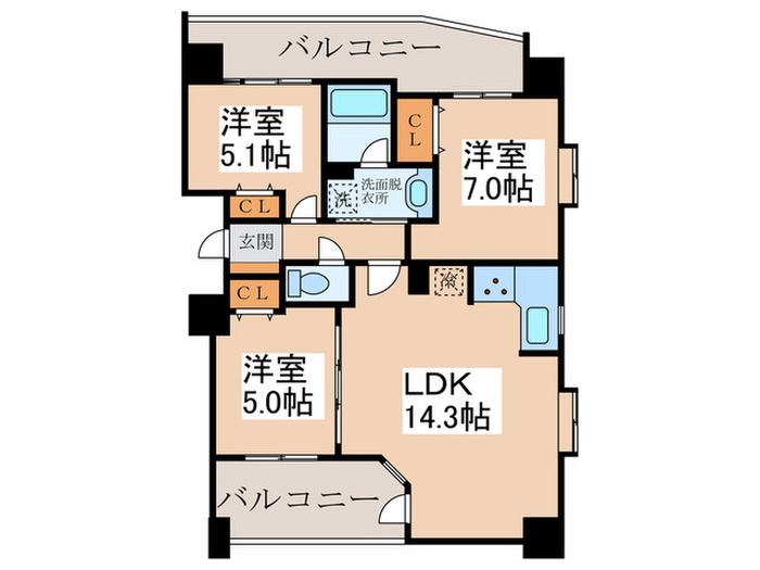 ライオンズステーションプラザ金町(3LDK/13階)の間取り写真