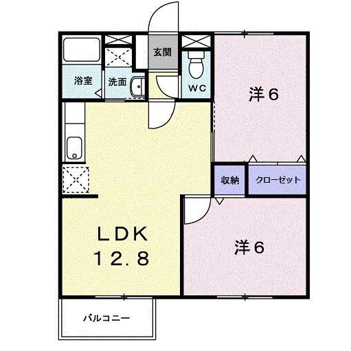 エトワール畔見A(2LDK/2階)の間取り写真
