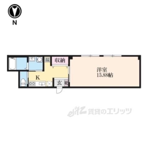 阪急京都線 京都河原町駅 徒歩5分 5階建 築37年(1K/2階)の間取り写真