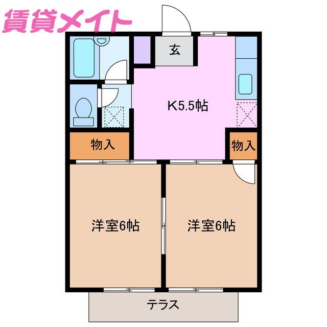 シティハイツアゼリア(2K/1階)の間取り写真