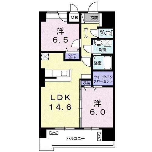 グランクリュ佐古 ウエスト(2LDK/12階)の間取り写真