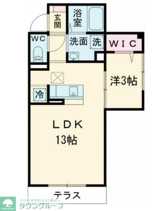 ソレイユ調布(1LDK/3階)の間取り写真