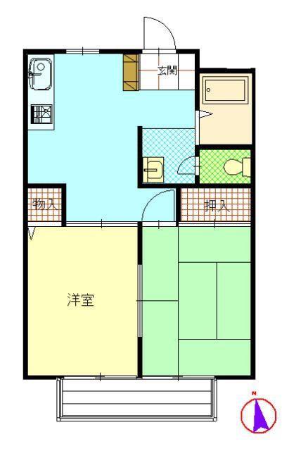 ドミール北栄(2DK/3階)の間取り写真