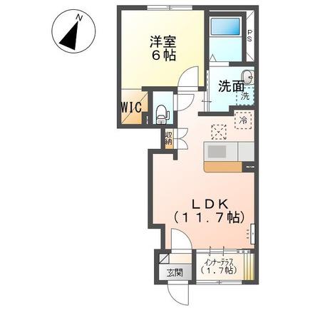 クオーレI(1LDK/1階)の間取り写真