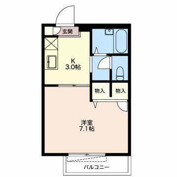 たちばな壱番館(1K/1階)の間取り写真