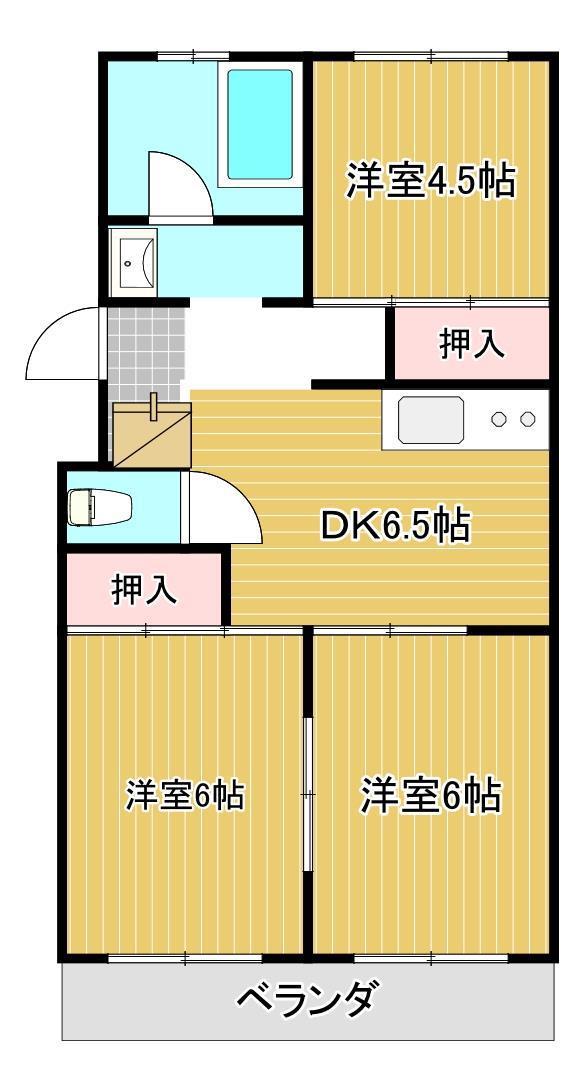リバーサイドマンションII(3DK/1階)の間取り写真