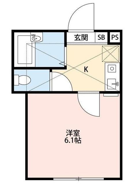 ミキハイツ淵野辺(1K/1階)の間取り写真