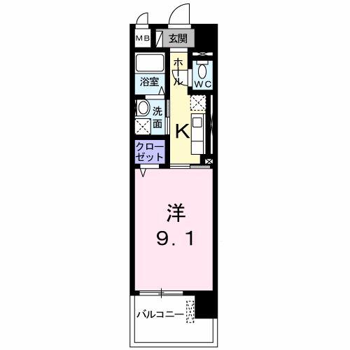 モア ドリーム(1K/1階)の間取り写真