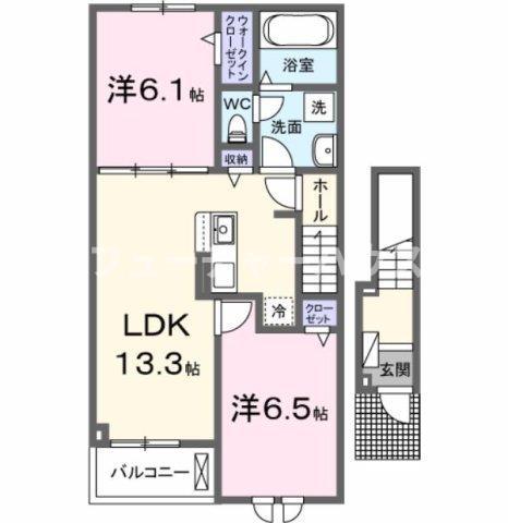 テラスハウス(2LDK/2階)の間取り写真