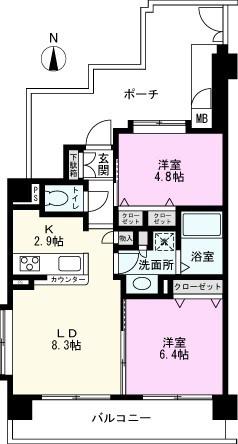 東川口サニーコート第10(2LDK/5階)の間取り写真