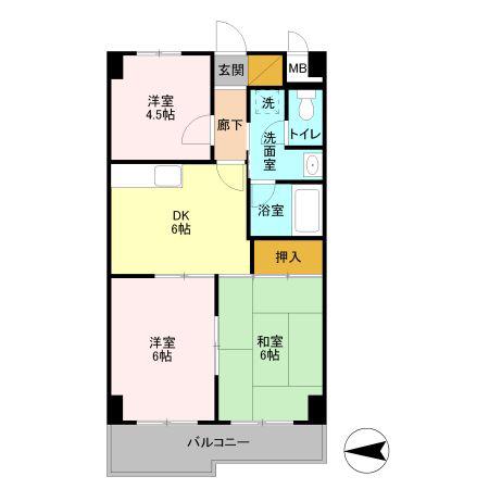 フローレンスMORITA(3DK/1階)の間取り写真