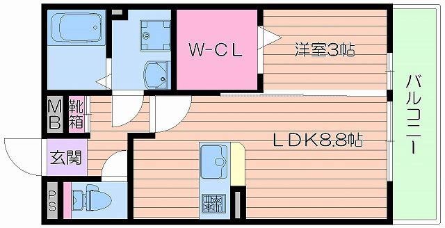 はなみずき(1LDK/3階)の間取り写真