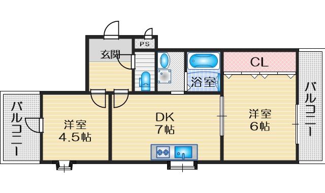 ラフォーレII番館(2DK/5階)の間取り写真