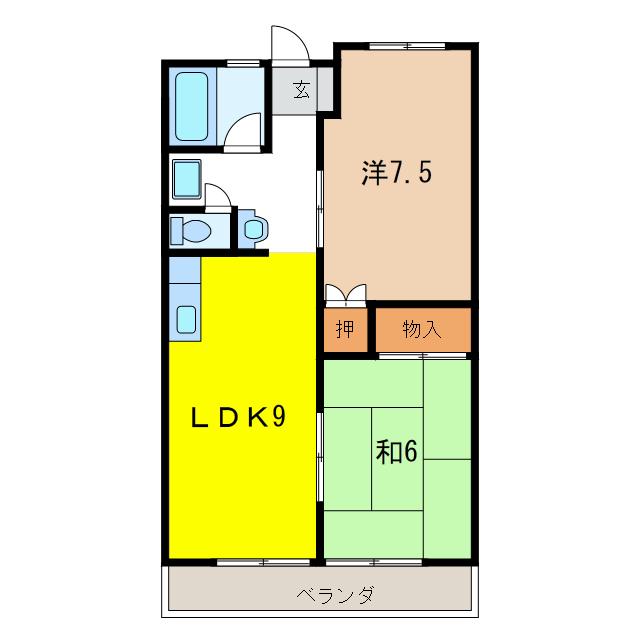 広瀬ビル(2LDK/4階)の間取り写真