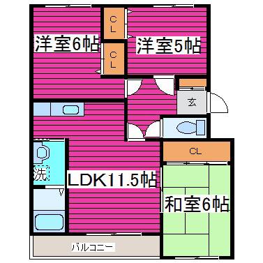 TRマンションII(3LDK/3階)の間取り写真