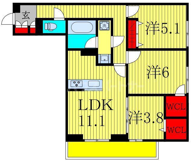 グランディール柏の葉(3LDK/2階)の間取り写真