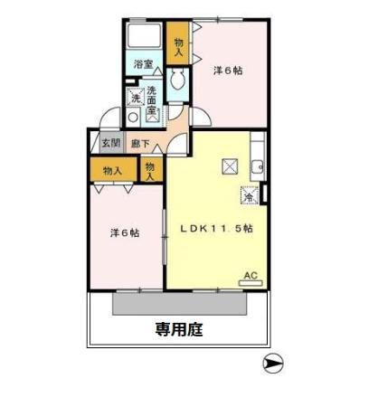 グランドメゾン(2LDK/1階)の間取り写真