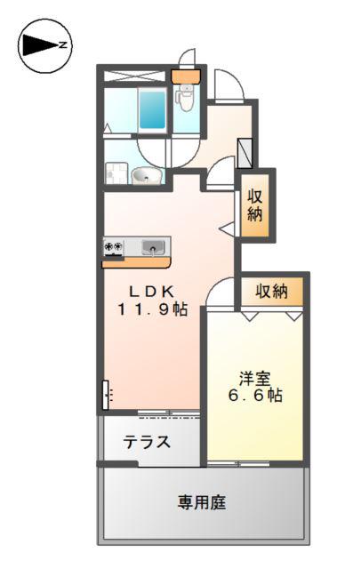 パティオアクタミ(1LDK/1階)の間取り写真