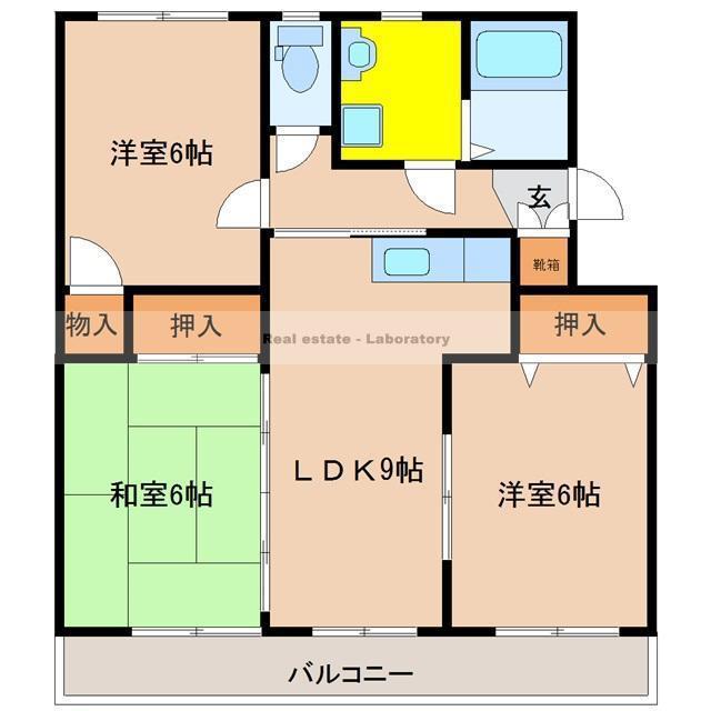 サンライフ永楽(3LDK/3階)の間取り写真