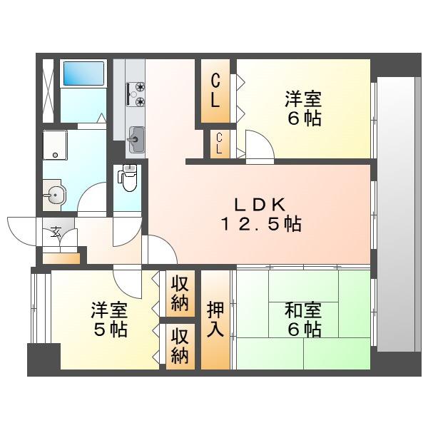 ワイビル(3LDK/2階)の間取り写真