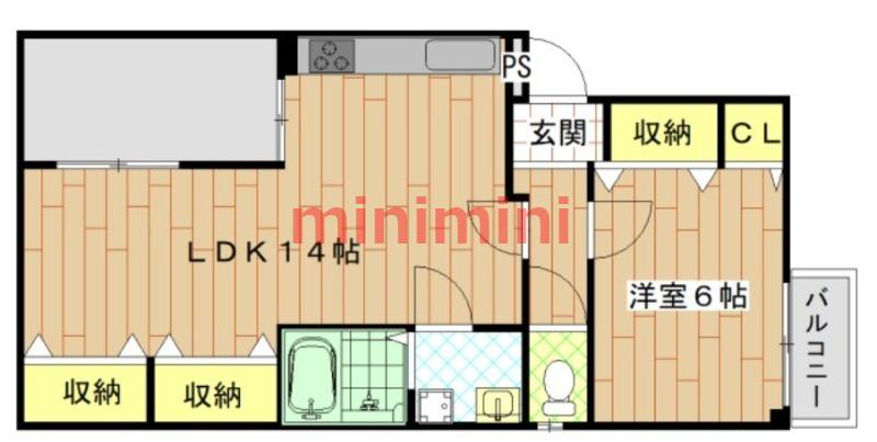 NKハイツ(1LDK/1階)の間取り写真