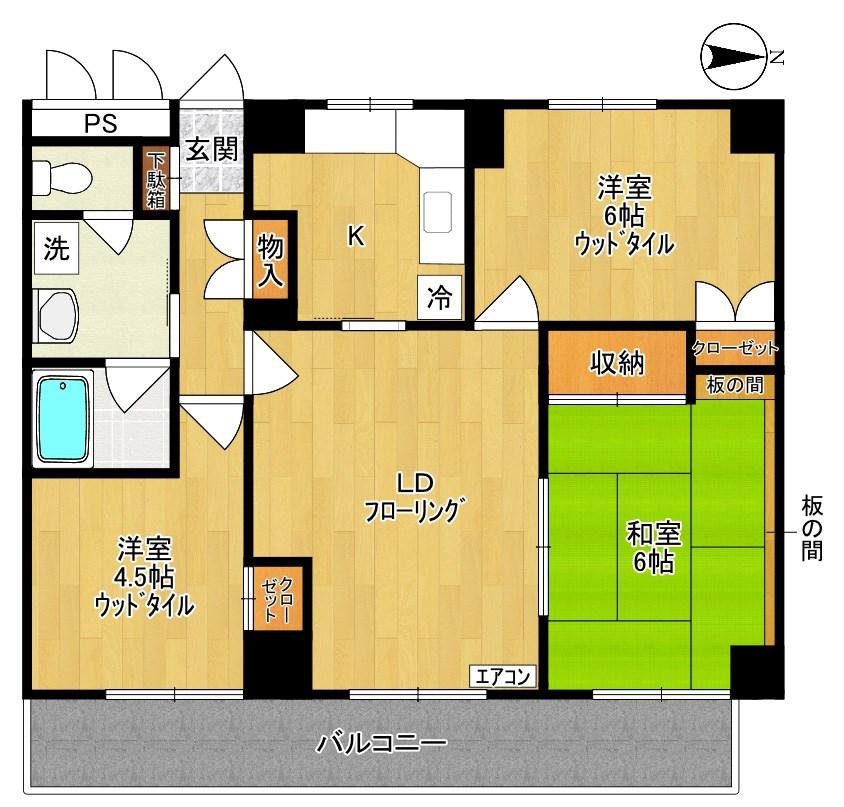 ロイヤルシャトー福島(3LDK/1階)の間取り写真