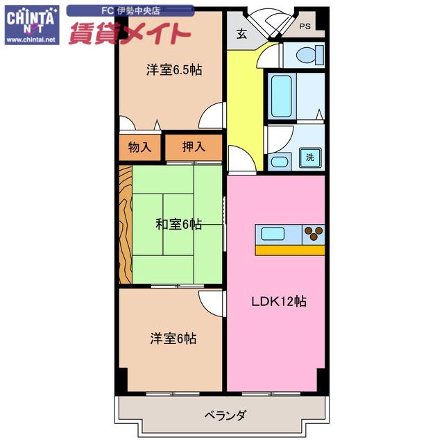GARDENMANSIONサンブリッジ(3LDK/2階)の間取り写真