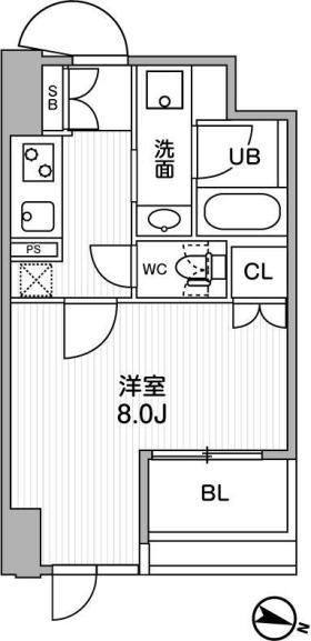 東神田テラスレジデンス(1K/6階)の間取り写真