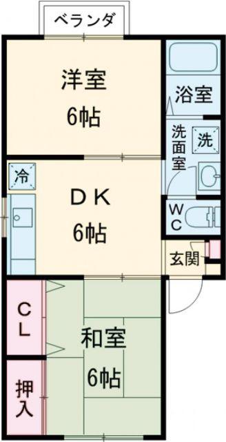 リストワール幸町A(2DK/2階)の間取り写真