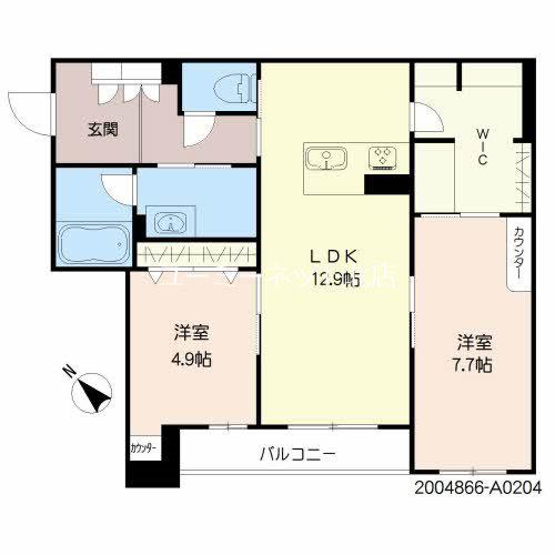 グランメゾン下荒田(2LDK/2階)の間取り写真