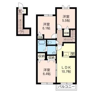 アンビション畑沢南B(3LDK/2階)の間取り写真