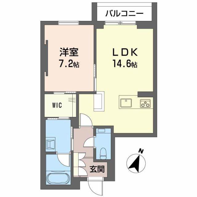 AZUR米山(1LDK/1階)の間取り写真