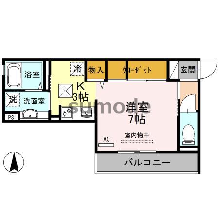 パレブロン(1K/2階)の間取り写真