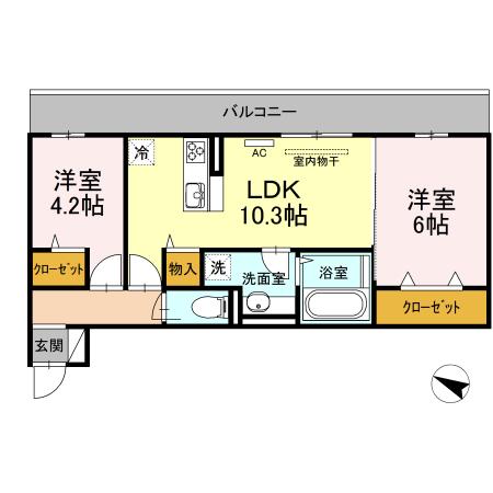 LEAFULL(2LDK/2階)の間取り写真