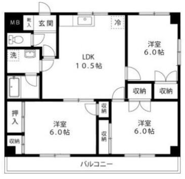 スカイパレス西平山(3LDK/2階)の間取り写真