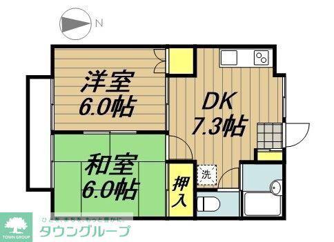 アドバンスドゥマン(2DK/1階)の間取り写真