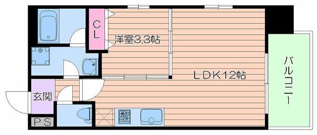 アーバネックス西長堀(1LDK/9階)の間取り写真