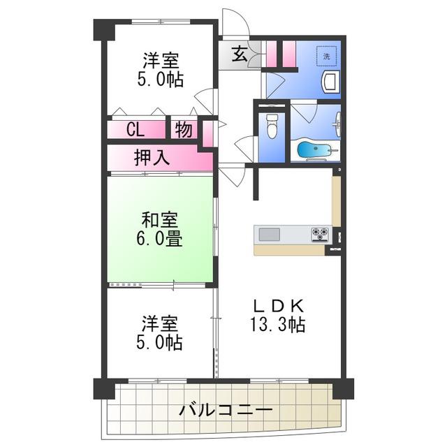 グランカーム和泉中央(3LDK/5階)の間取り写真