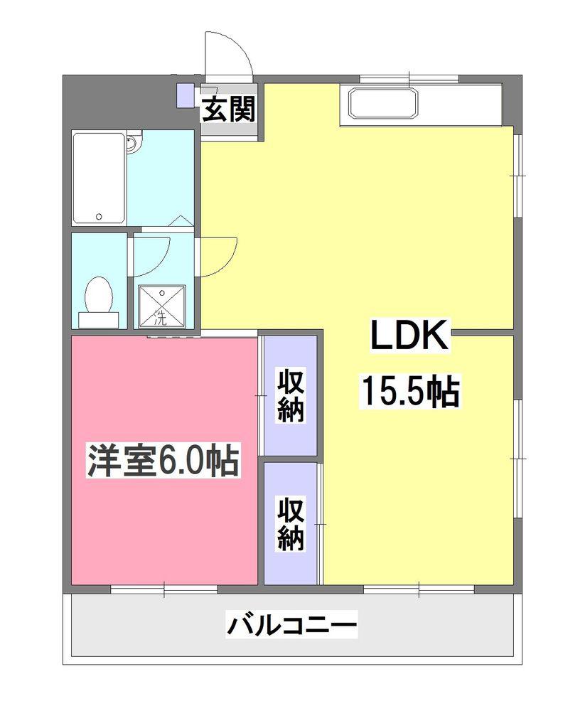 双葉ハイツI(1LDK/2階)の間取り写真