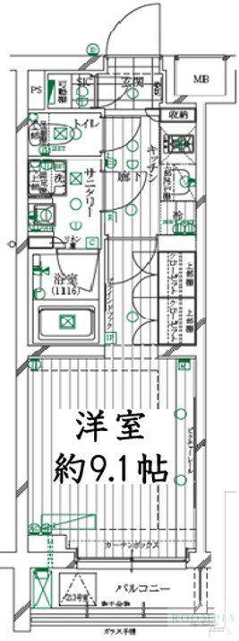レガリス明大前(1K/1階)の間取り写真