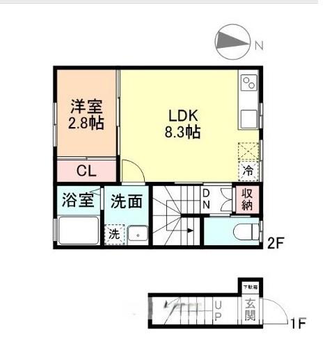 LUCASA(1LDK/2階)の間取り写真