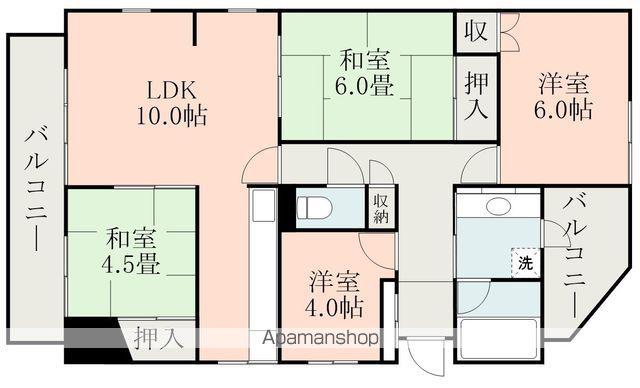 ユーロハイツ城西B棟(4LDK/2階)の間取り写真