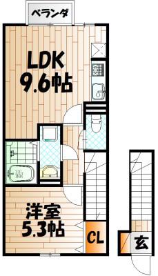 トレス日明壱番館(1LDK/2階)の間取り写真